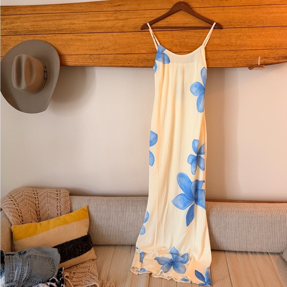 Princess Polly Blue Hibiscus Floral Slip Maxi Dress | Size US 4 | New With Tags